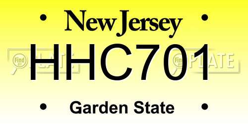 HHC701 New Jersey License Plate