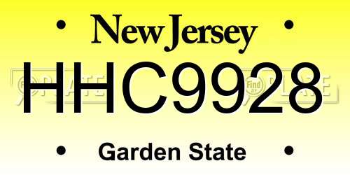 HHC9928 New Jersey License Plate