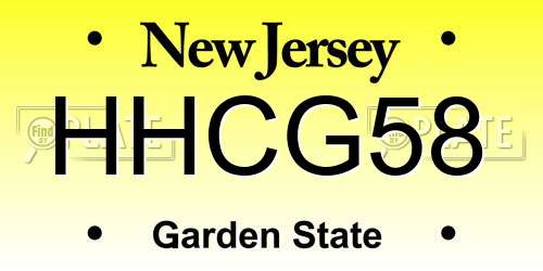 HHCG58 New Jersey License Plate
