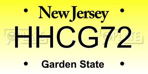 HHCG72 New Jersey License Plate