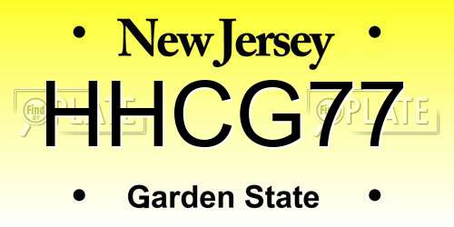 HHCG77 New Jersey License Plate