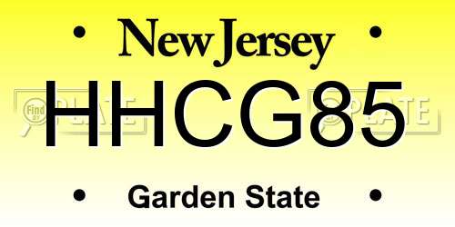 HHCG85 New Jersey License Plate