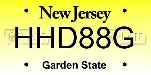 HHD88G New Jersey License Plate