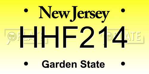 HHF214 New Jersey License Plate