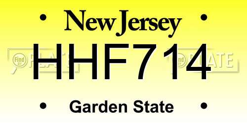 HHF714 New Jersey License Plate