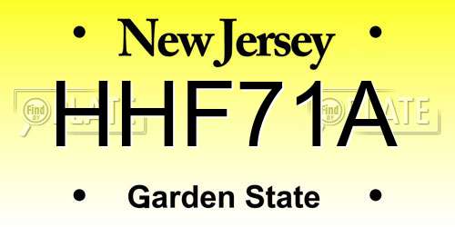 HHF71A New Jersey License Plate
