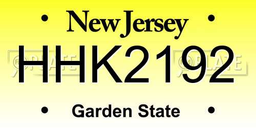 HHK2192 New Jersey License Plate