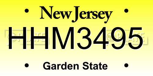 HHM3495 New Jersey License Plate