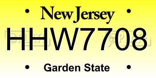 HHW7708 New Jersey License Plate