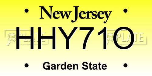 HHY71O New Jersey License Plate