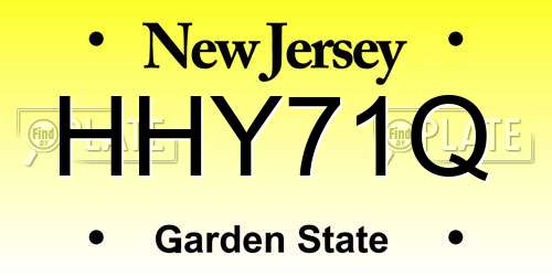 HHY71Q New Jersey License Plate
