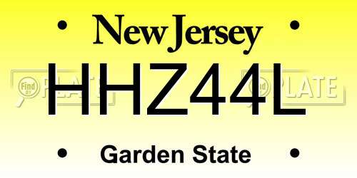 HHZ44L New Jersey License Plate