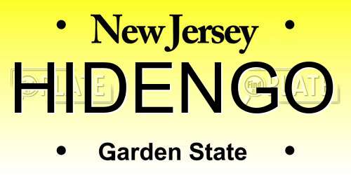 HIDENGO New Jersey License Plate