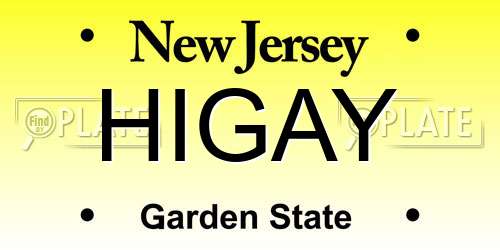 HIGAY New Jersey License Plate