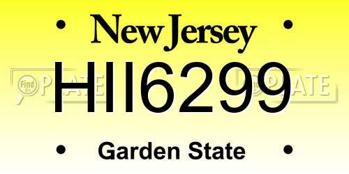 HII6299 New Jersey License Plate