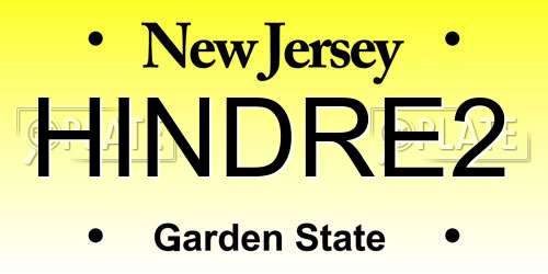 HINDRE2 New Jersey License Plate