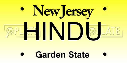 HINDU New Jersey License Plate