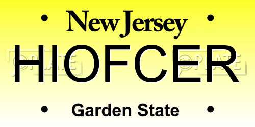 HIOFCER New Jersey License Plate