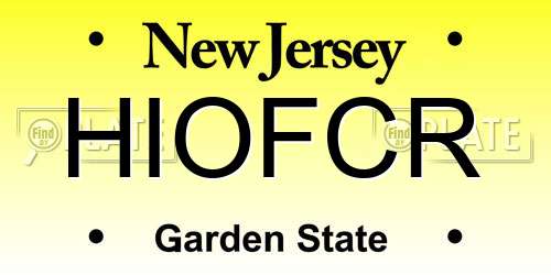 HIOFCR New Jersey License Plate