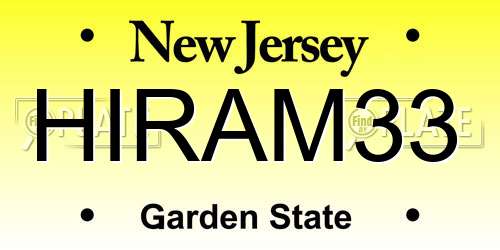 HIRAM33 New Jersey License Plate