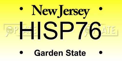 HISP76 New Jersey License Plate