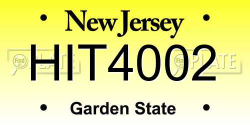HIT4002 New Jersey License Plate