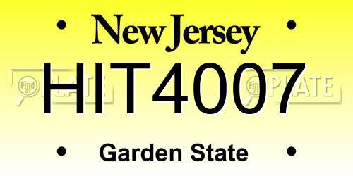 HIT4007 New Jersey License Plate