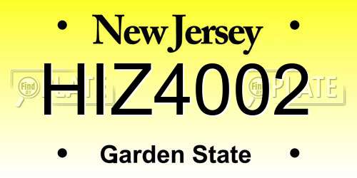 HIZ4002 New Jersey License Plate