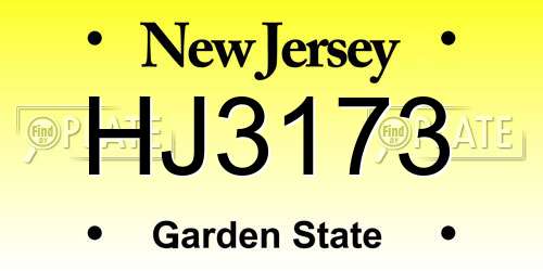 HJ3173 New Jersey License Plate
