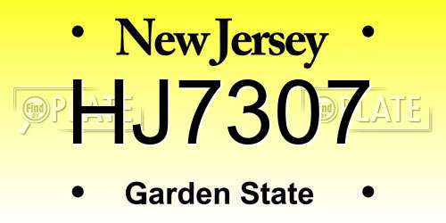 HJ7307 New Jersey License Plate