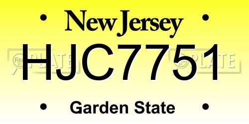 HJC7751 New Jersey License Plate