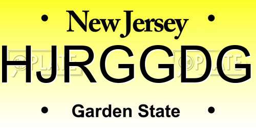HJRGGDG New Jersey License Plate