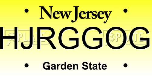 HJRGGOG New Jersey License Plate