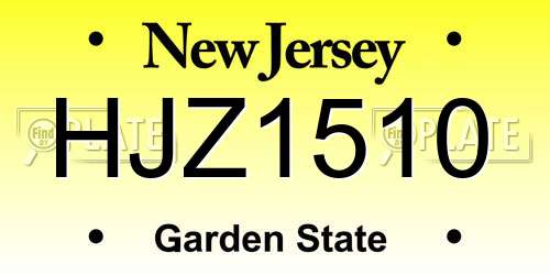 HJZ1510 New Jersey License Plate