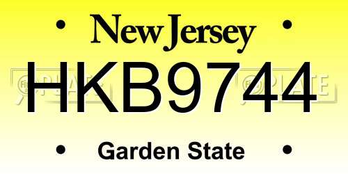 HKB9744 New Jersey License Plate