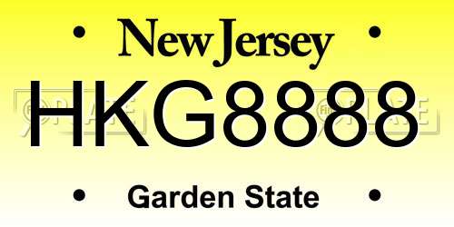 HKG8888 New Jersey License Plate