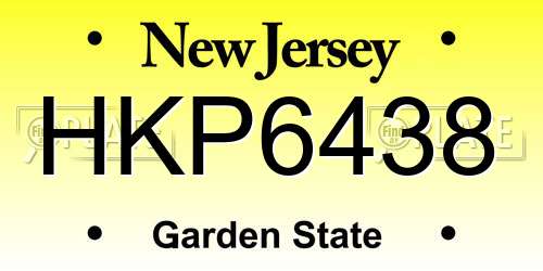 HKP6438 New Jersey License Plate