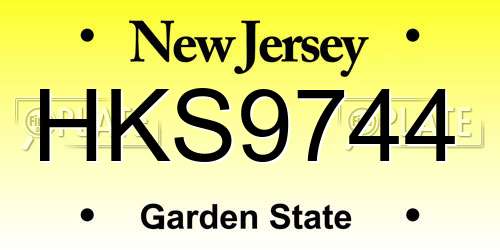 HKS9744 New Jersey License Plate