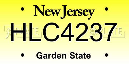 HLC4237 New Jersey License Plate