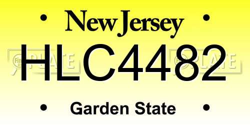 HLC4482 New Jersey License Plate