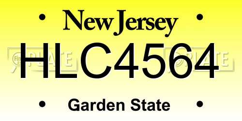 HLC4564 New Jersey License Plate
