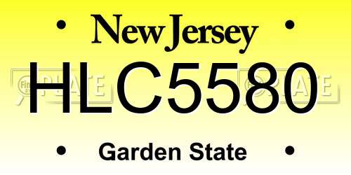 HLC5580 New Jersey License Plate