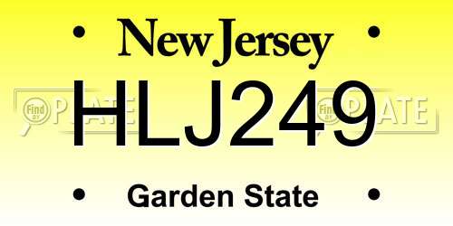 HLJ249 New Jersey License Plate