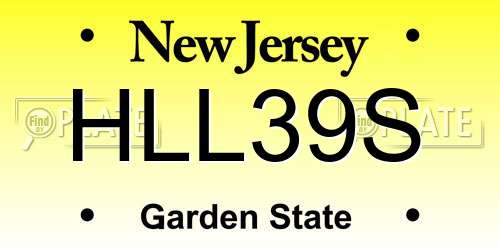 HLL39S New Jersey License Plate