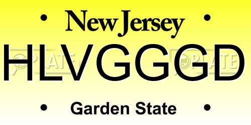 HLVGGGD New Jersey License Plate
