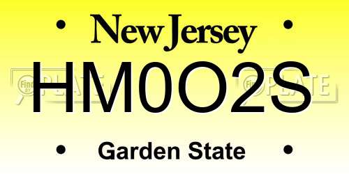HM0O2S New Jersey License Plate