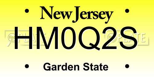 HM0Q2S New Jersey License Plate