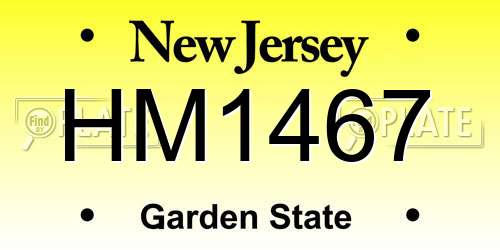 HM1467 New Jersey License Plate