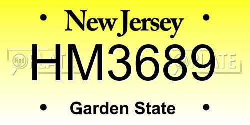 HM3689 New Jersey License Plate