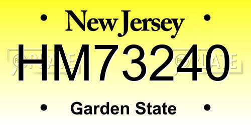 HM73240 New Jersey License Plate